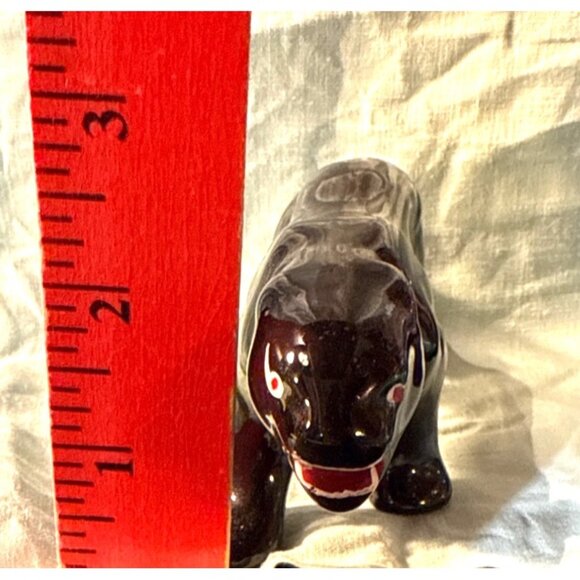 1950s Vintage Black Panther Ceramic Figurine Pair MCM Jungle Décor Vtg Stalking - Picture 6 of 8